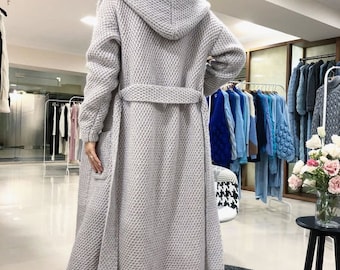 Cárdigan extragrande, Ropa cómoda para estar en casa, Prendas de punto gruesas, Cárdigan holgado, Cárdigan hasta el tobillo, Abrigo de punto de lana suave, Cárdigan extralargo,