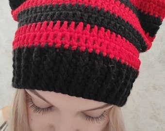 Cappello gatto orecchio rosso Berretto gatto uncinetto personalizzato Cappello Orecchio Gatto Pronto per la spedizione