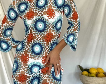 Crochet Beach Dress, Crochet Maxi Dress, Crochet Dress, Knitted Dress, Bohemian Dress, Hippie Dress,Crochet Clothing,Lace Crochet,Knit Dress