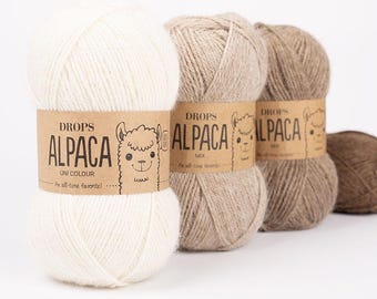 Hilo de alpaca Lana de alpaca DROPS Lana de alpaca Hilado de alpaca pura Hilo para bufandas Lana para tejer Hilo para calcetines Hilado de fibra natural