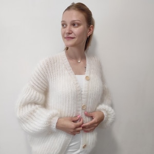 Bridal Jacket Mohair Cardigan Wool Jacket Women White Knitted Coat Wedding Cardigan White Bridal Cape Mohair Cover Up Wedding Jacket