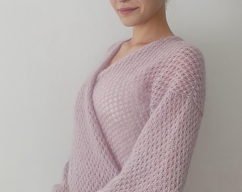 Handmade Mohair Silk Bridal Cardigan Wedding Wrap Sweater Cover Up