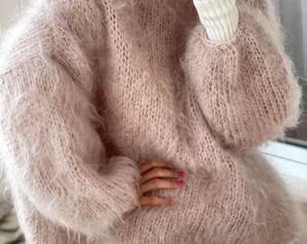 Fluffy White mohair sweater Loose knit sweater Sweater for women Handknitted sweaterMohair pulloverMohair women Wedding sweaterBridal shrug