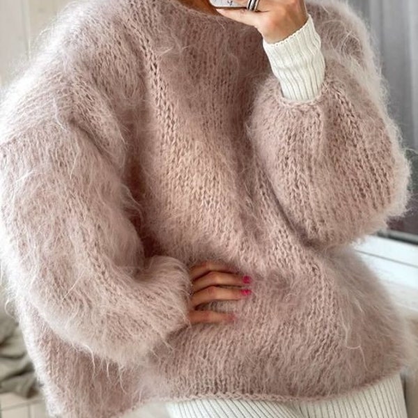 Fluffy White mohair sweater Loose knit sweater Sweater for women Handknitted sweaterMohair pulloverMohair women Wedding sweaterBridal shrug