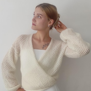 Wedding Jacket Mohair Cardigan Bridal Sweater Mohair Silk Cardigan Wedding Wrap Mohair Sweater Bridal Pullover Ivory Sweater