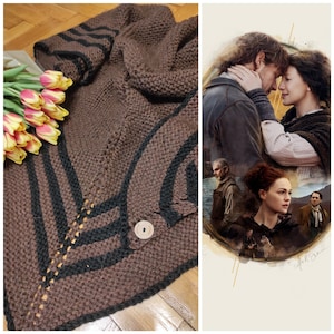Браун OUTLANDER SHAWL Шерсть sontag платок, Треугольник Шоул, Клэр Каролина Шоул, Клэр Фрейзер Ридж Черный серый, хребет Фрейзера
