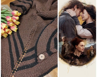 Marrone OUTLANDER SHAWL Шерсть sontag platок, Треугольник Шоул, Клэр Каролина Шоул, Клэр Фрейзер Ридж Черный серый, хребет Фрейзера
