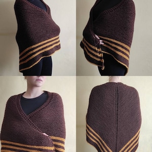 Brown Winter Shawl, Outlander Costume, Alpaca Shawl, Hand Knitted Scarf, Outlander Shawl, Outlander Cosplay, Outlander Scarf, Sassenach