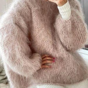 Fluffy White Mohair Sweater, Loose Knit Sweater, Sweater for women Handknitted sweater Mohair pullover  Wedding sweater Bridal shrug