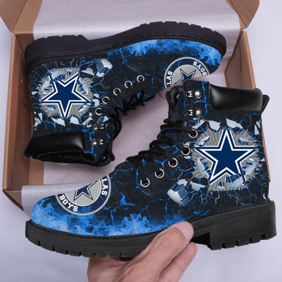 Dallas Cowboys Custom Boots Football Team Casual Shoes | Etsy