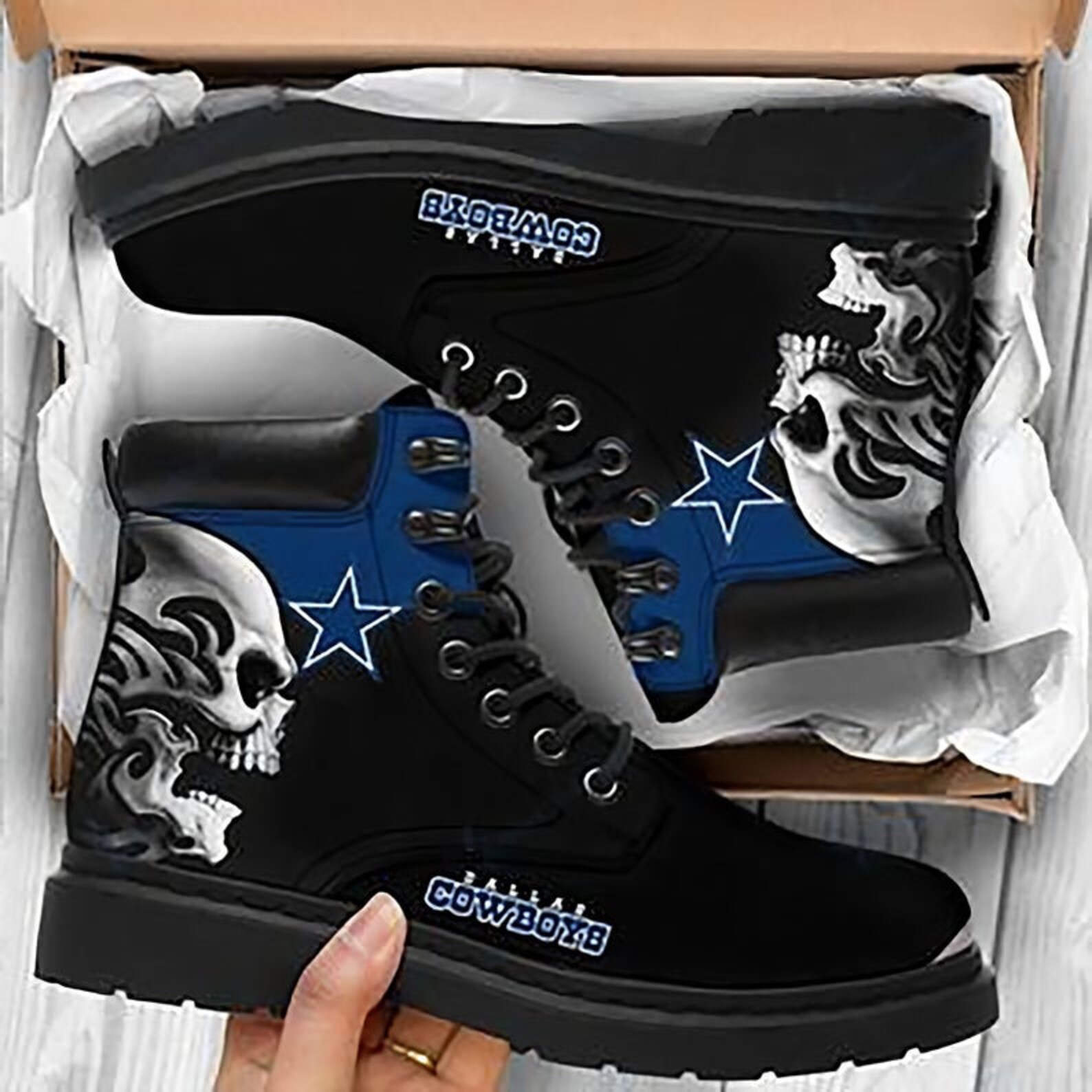 Dallas Cowboys Custom Boots Shoes Casual Shoes High Top Etsy