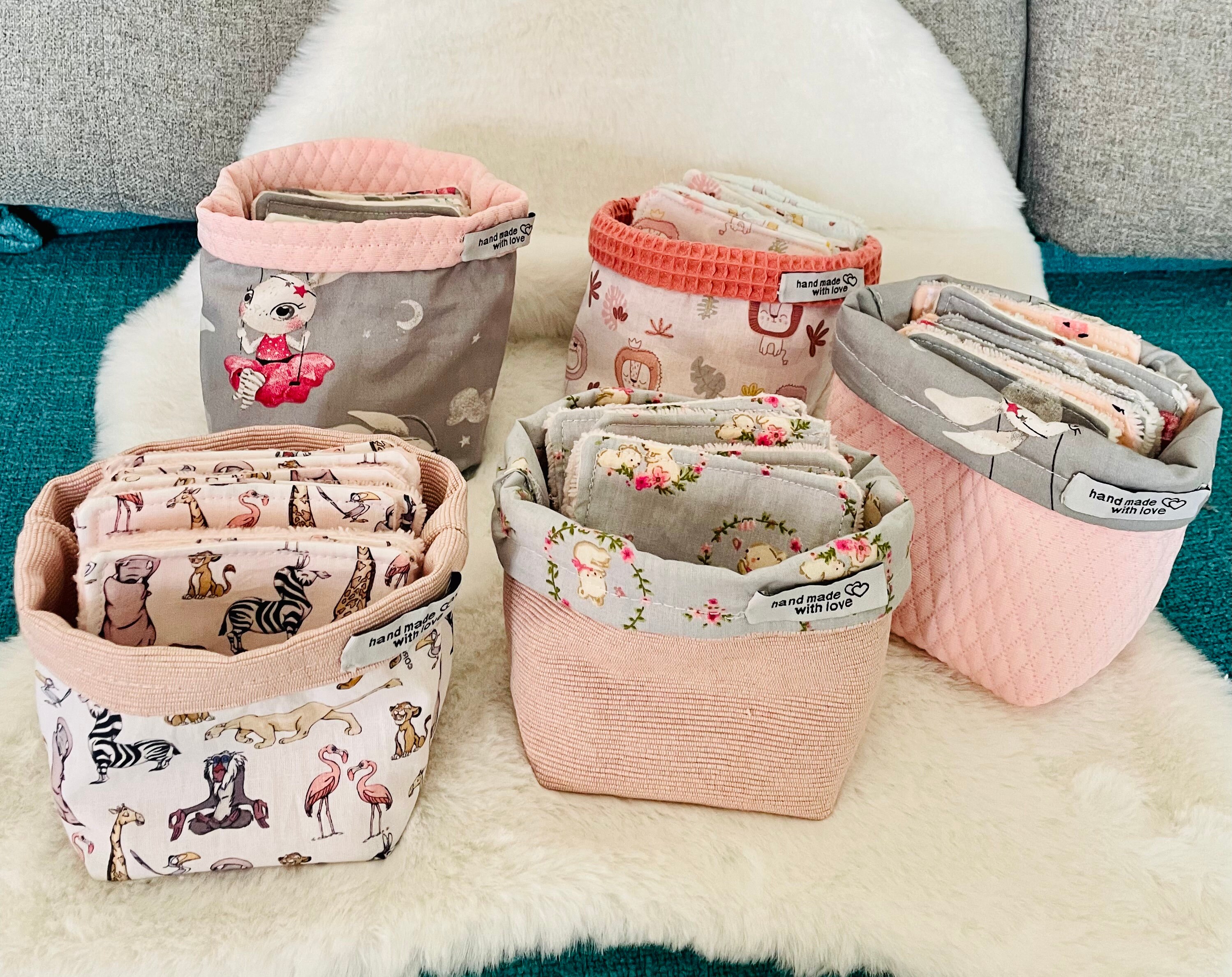 10 Lingettes Bébés Lavables et Sa Panière