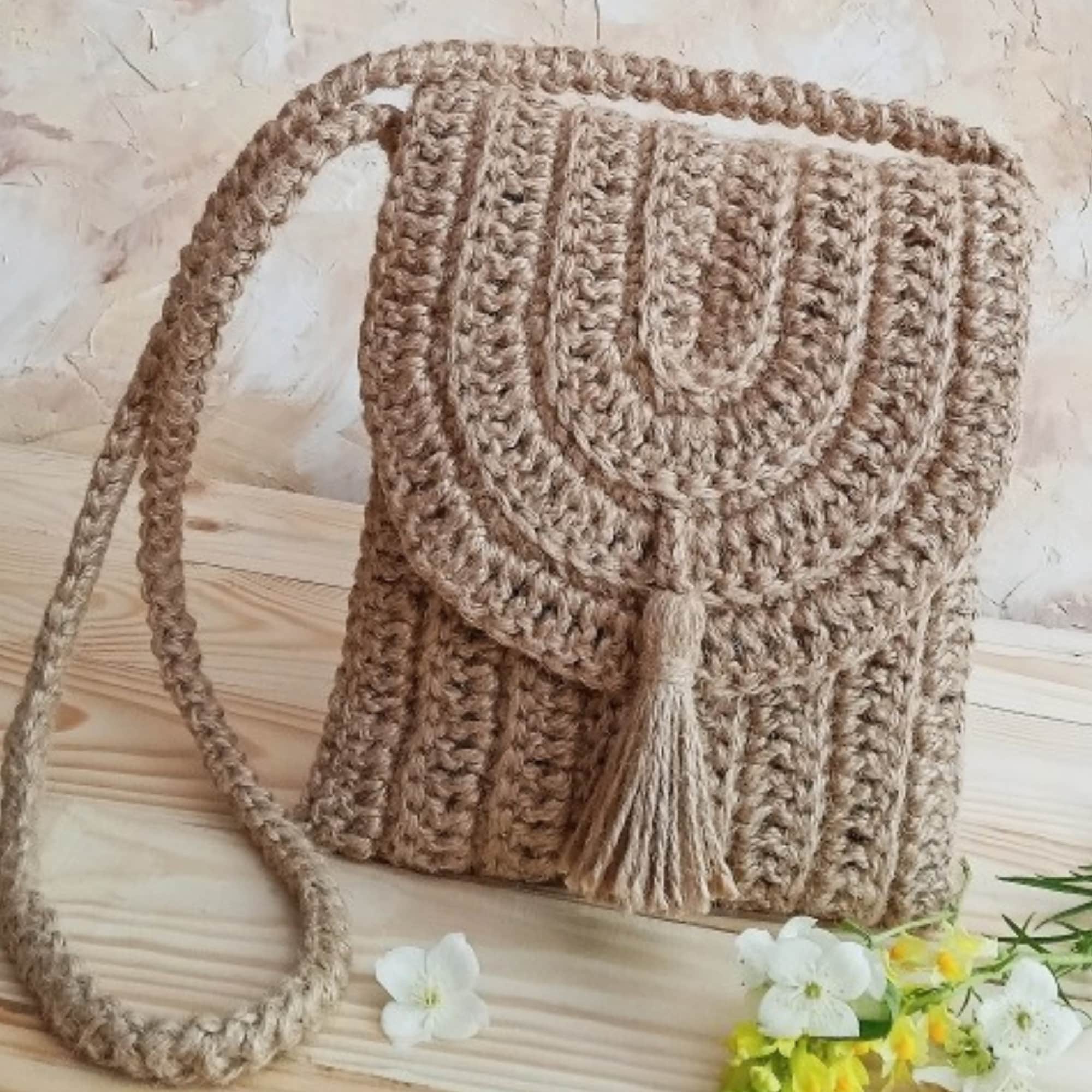 Crochet Jute Bag Small Summer Bag Crossbody Bag Crochet Etsy