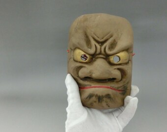 Vintage Japanese Pottery DEMON Noh Mask ONI 鬼 Very good condition