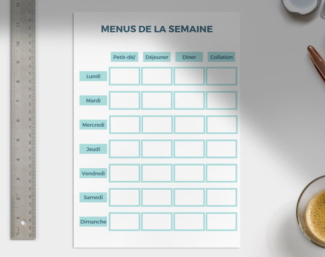 3 Modèles de Planificateurs de Repas Hebdomadaires Etsy