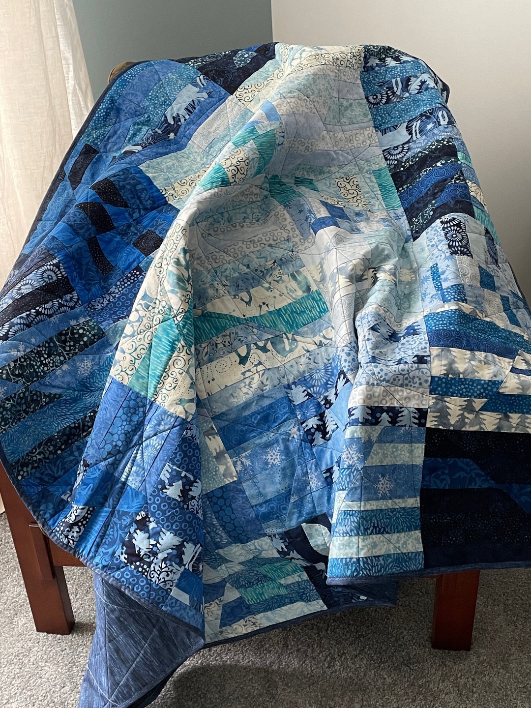 Blue Lap Quilt, Shades of Blue Quilt, Lap Quilt - Etsy