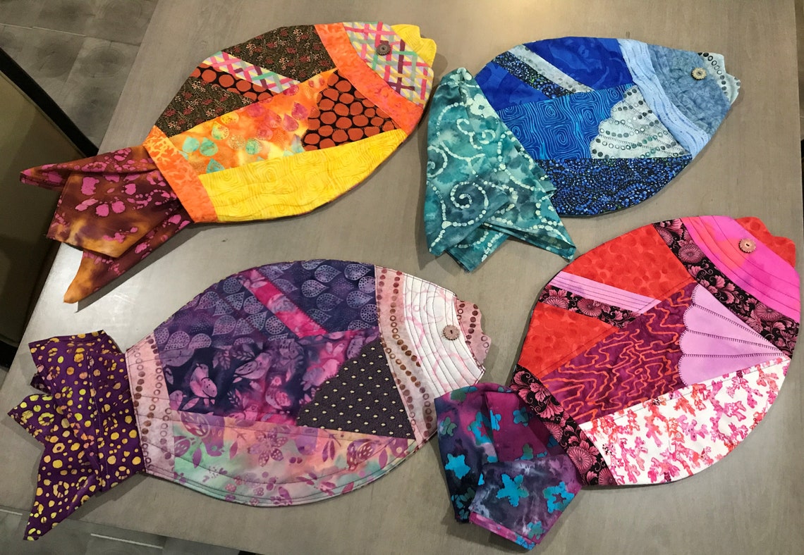 Custom Quilted Fish Placemats with Napkins Custom Summer Etsy
