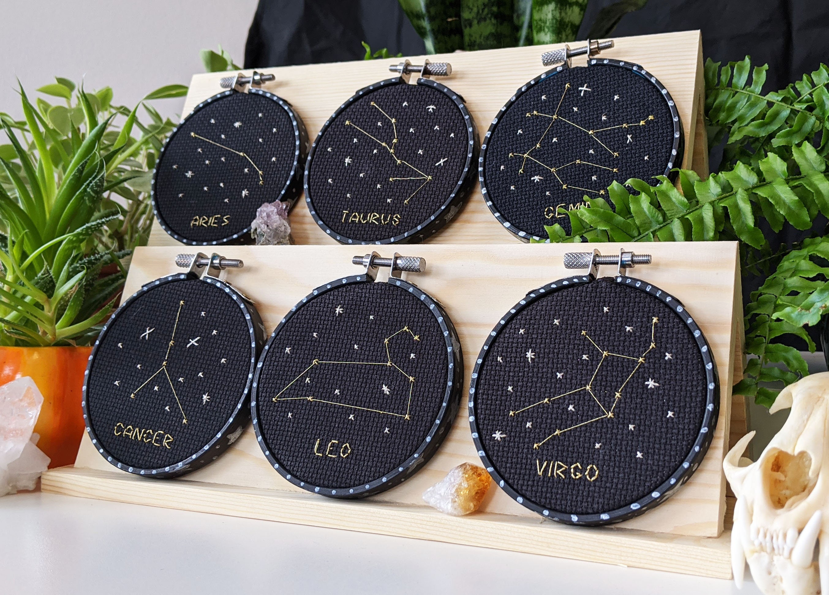 Zodiac Constellation Cross-Stitches