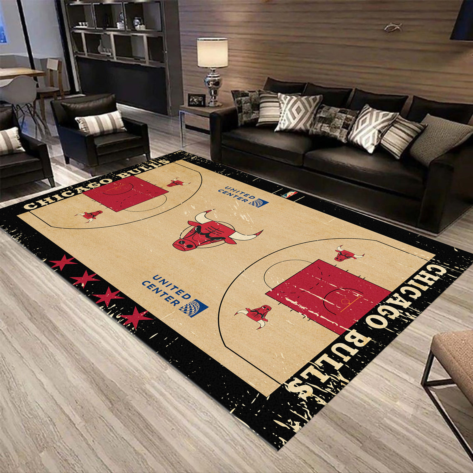 NBA Chicago Bulls Basketball Court Rug Office Floor Carpet Etsy