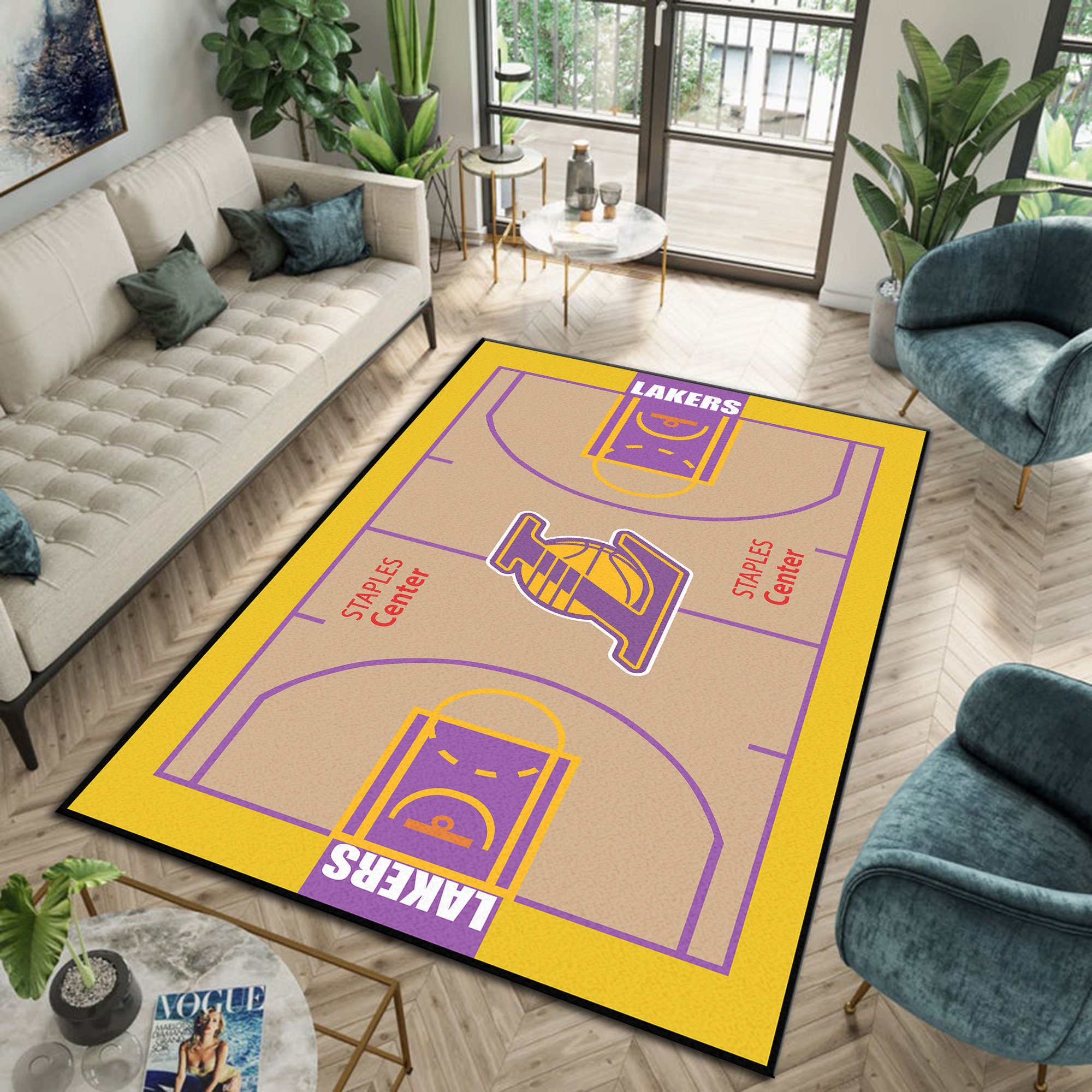 NBA Los Angeles Lakers Basketball Court Rug Office Floor Etsy