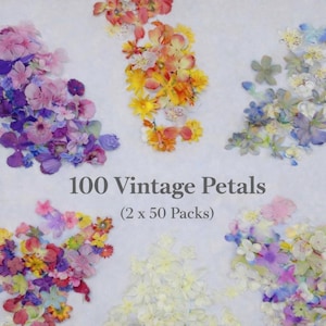 100 Fabric Flower Petals - Mixed Vintage Petals, Craft supplies for Scrapbooking, Hair & Cards, Free Worldwide Shipping