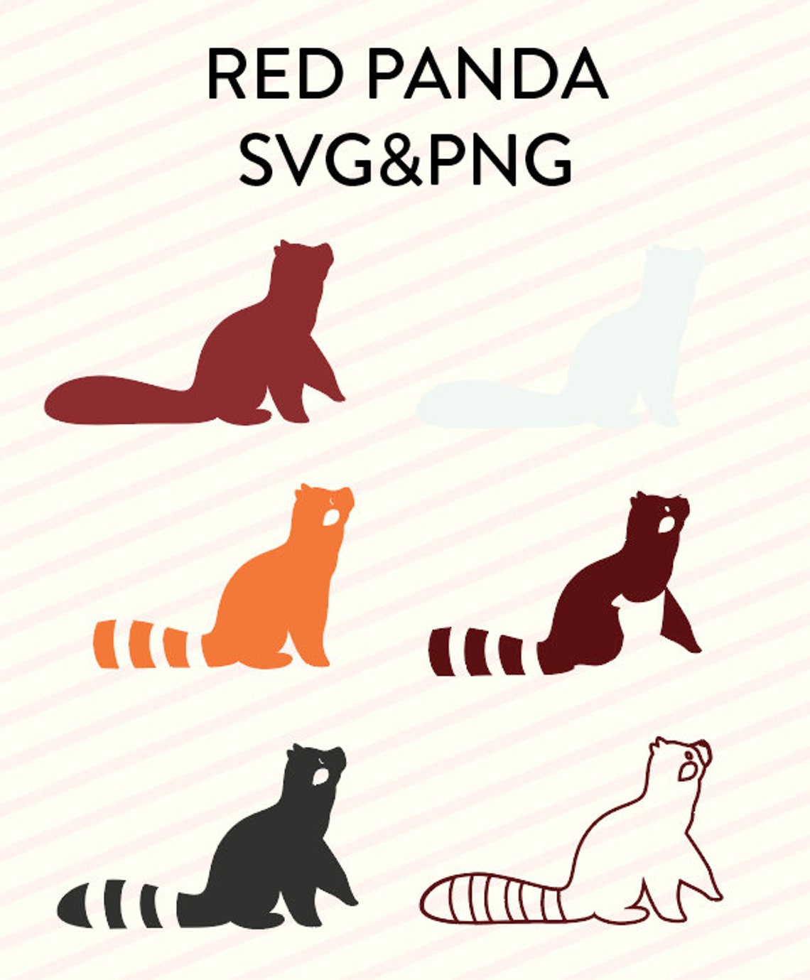 Red Panda SVG Cute Animals PNG Layered Silhouette Print Etsy