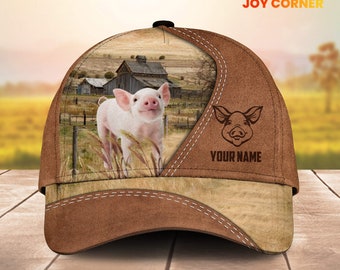 Unijames Pig Customized Name Brown Cap