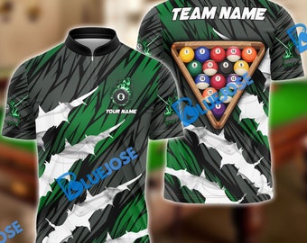 Billard Ball 8 Tearing Rack Grün Personalisierter Name, Teamname Unisex Shirt