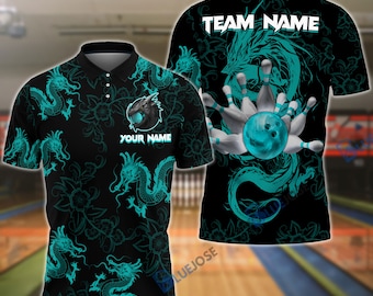 Bowling And Pins Mythical Dragon Customized Name 3D Shirt