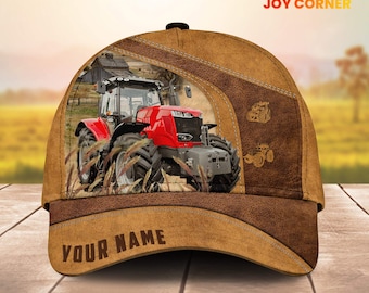 Gorra personalizada con nombre de tractor rojo Uni Farm