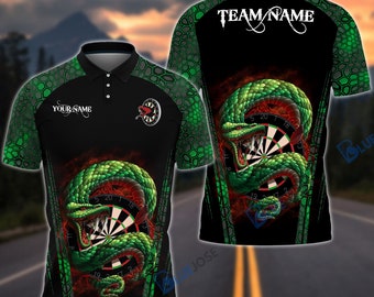 Darts Snake Green Personalized Name, Team Name 3D Shirt