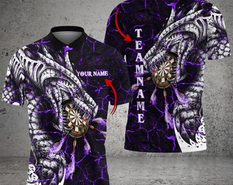 Darts Magma Dragon Purple Personalized Name, Team Name 3D Shirt