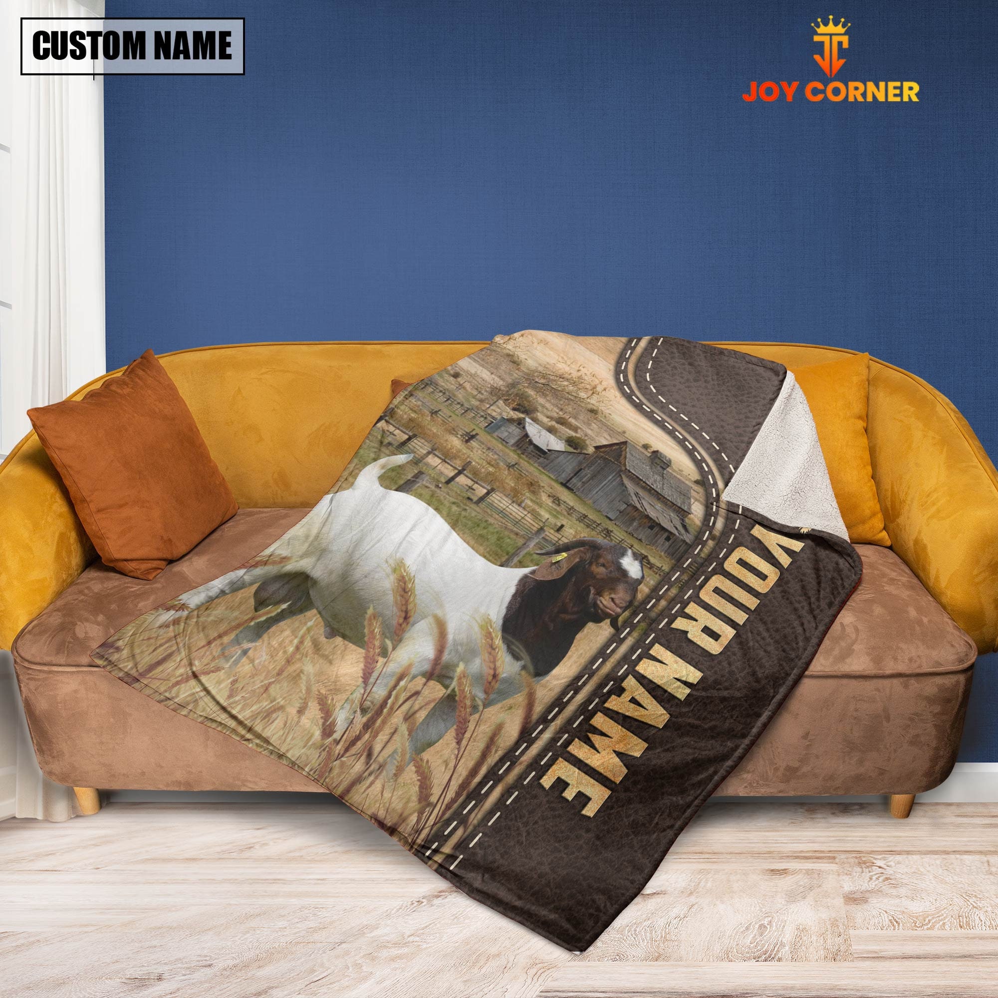 Unijames Personalized Name Boer Goats Leather Pattern Blanket Etsy
