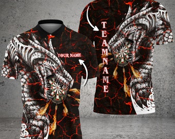 Darts Magma Dragon Red gepersonaliseerde naam, teamnaam 3D-shirt