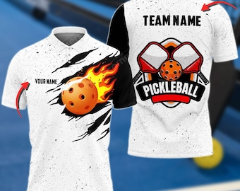 Pickleball Weiß Schwarz Personalisierter Name, Teamname Unisex Shirt