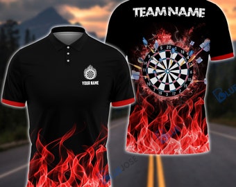 Feuer Dartscheibe Roter personalisierter Name, Teamname 3D Shirt