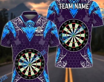 Darts Cybertron Blue Personalisierter Name, Teamname 3D-Shirt