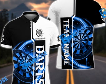 Darts Plain Blue Personalisierter Name, Teamname 3D-Shirt