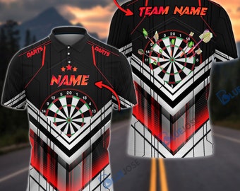 Cyberpunk Darts Rot Personalisierter Name, Team Name 3D Shirt