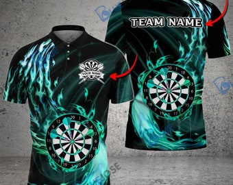 Darts Feuerkrallen Cyan personalisierter Name, Teamname 3D Shirt