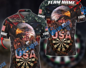 USA Pride Eagle Darts Nombre personalizado, Nombre del equipo Camiseta 3D