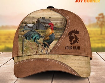 Unijames Rooster Customized Name Brown Cap