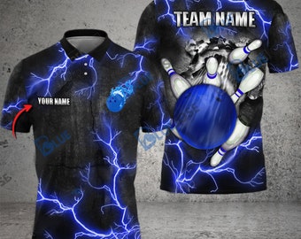 Bowling And Pins The Power Of The God Of Thunder Blue Customized Name 3D Shirt