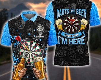 Darts & Beer Blue Personalized Name 3D Shirt