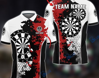 Darts op uw merk rode gepersonaliseerde naam, teamnaam 3D-shirt