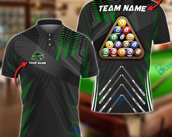 Billiards Ball 8 Pro Tournament 2 Green Personalized Name, Team Name Unisex Shirt