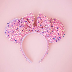 Bubblegum Pink Sequin Mouse Ears Headband – Sparkly Park Outfit Accessory for Magical Vacations