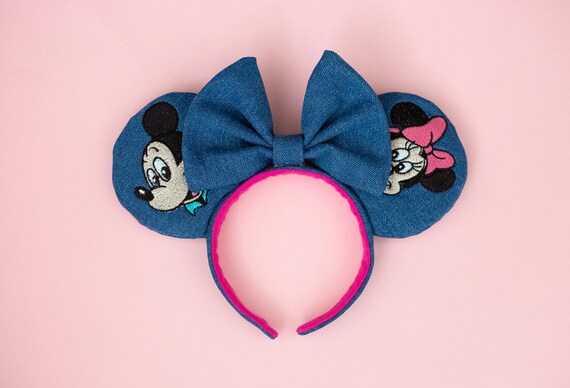 90s Inspired Denim Disney Ears Headband – Retro Park Outfit  display picture 3