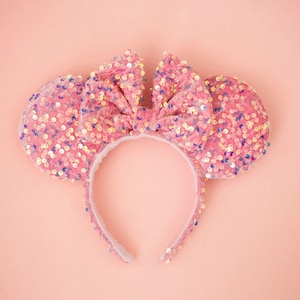 Bubblegum Pink Sequin Ears, Mickey Ears, Minnie Ears, Mouse Ears, Sequin Ears, Disney Ears