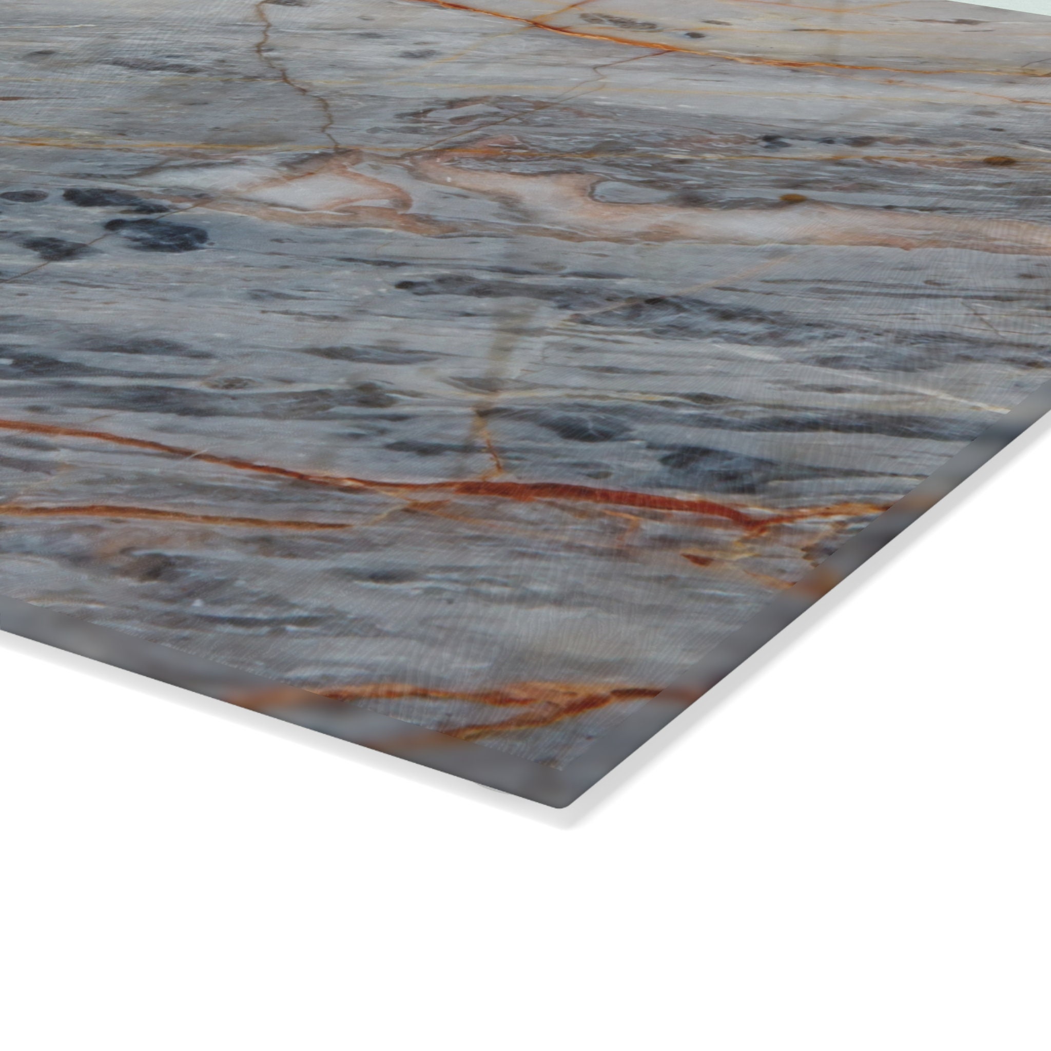 Gray Marble Glass Cutting Board Elegant Kitchen Decor Stylish Serving